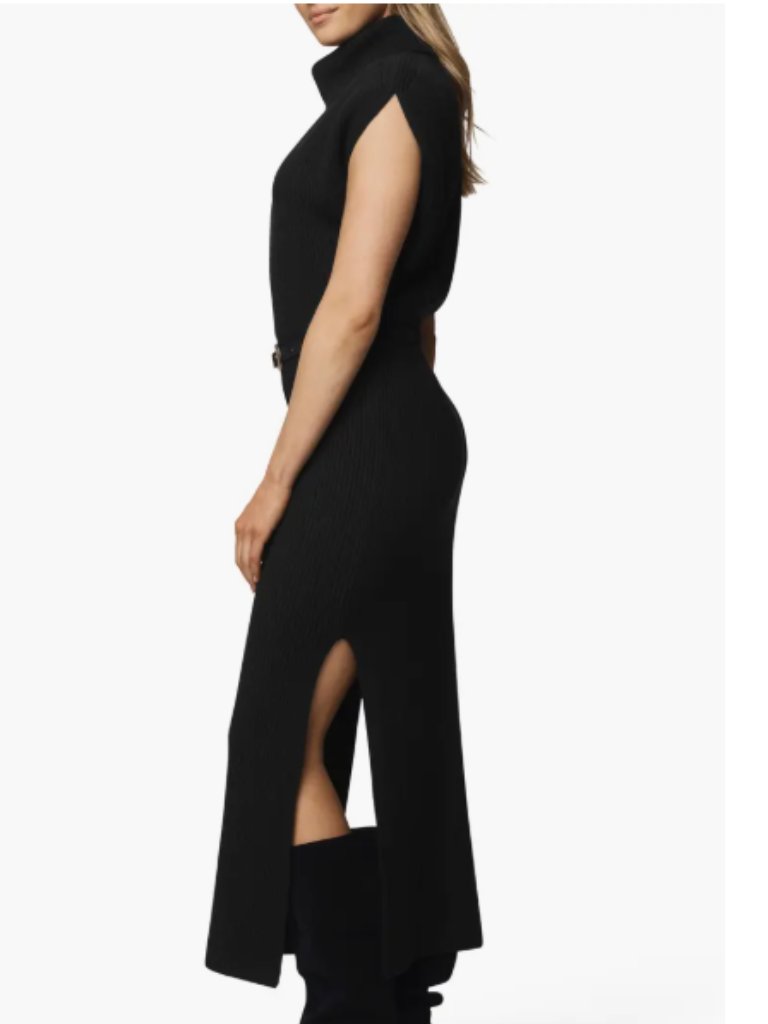 Splendid Marigold Ribbed Maxi Sweater Dress Black Cashmere Blend L